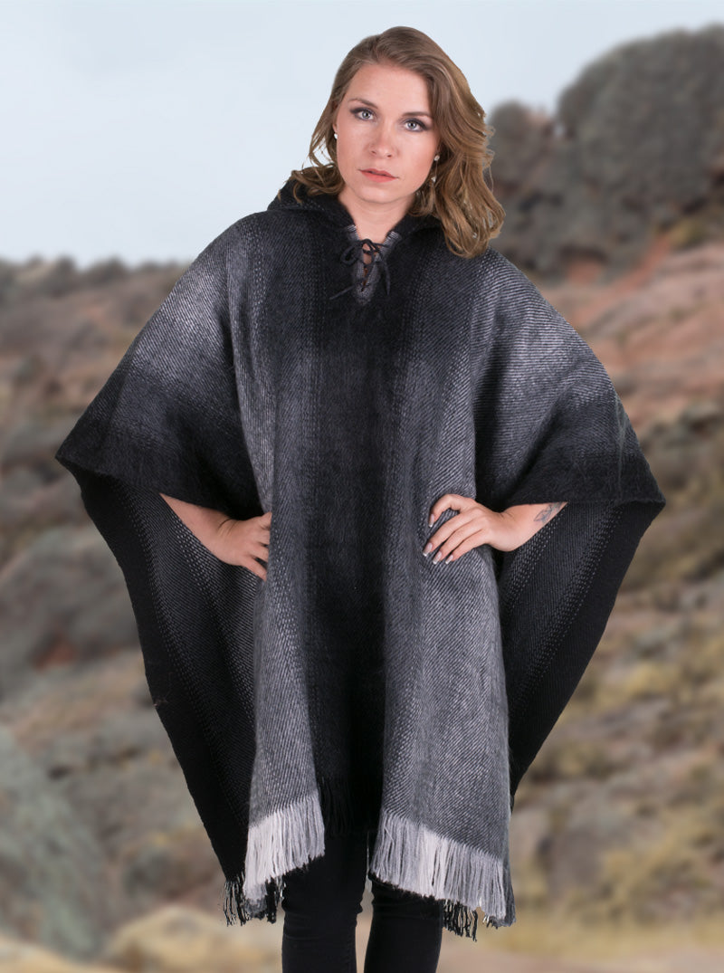 Poncho con capucha de alpaca para hombre, cálido y suave, capa de capa