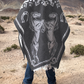 Men's Mexican Poncho - Two Horses - GREY