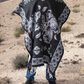 Mexican Alpaca Poncho for Men - Roosters Facing - BLACK