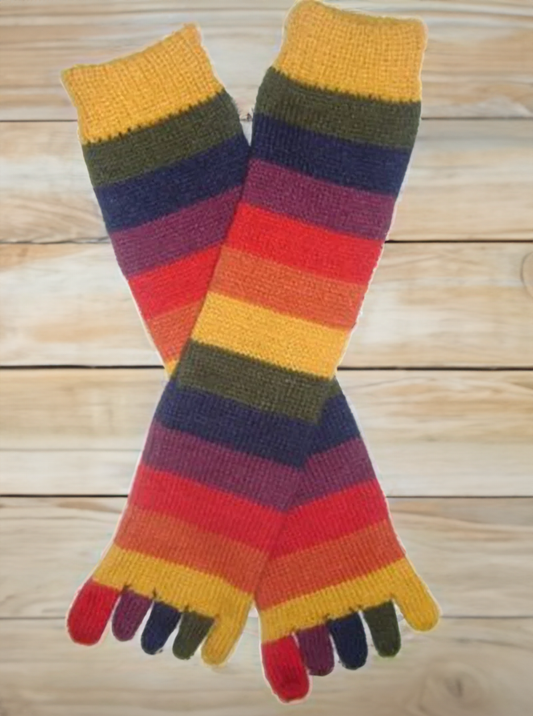 Multicolored Striped Socks with Toes