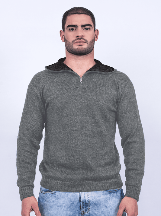 Pullover mit hohem Kragen und Reissverschluss