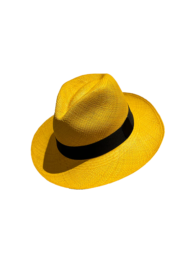 Sombrero de Panamá Cuenca Fedora (tuis) Grado 3-4 Amarillo