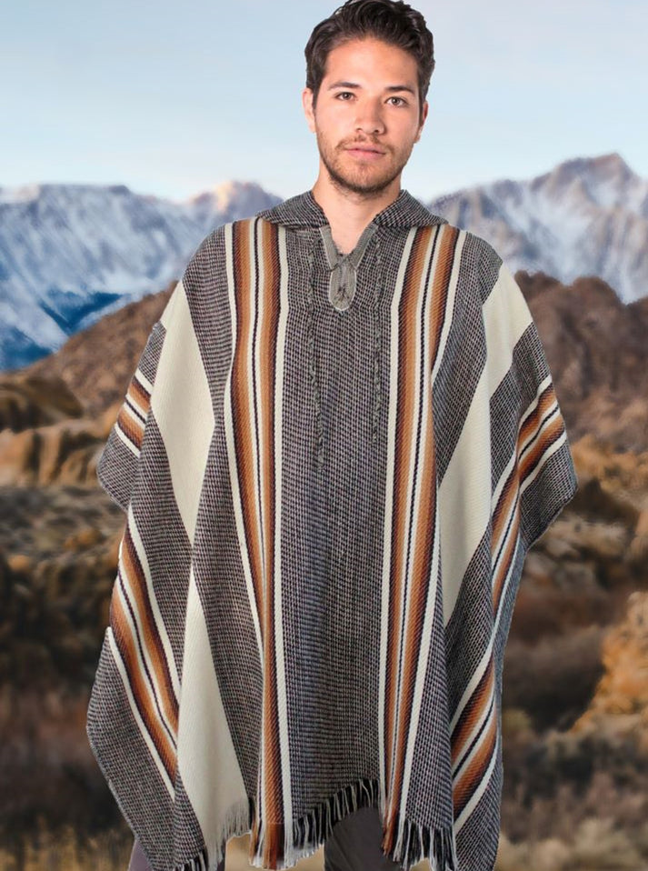 V-Neck Hooded Alpaca Poncho for Men – Gamboa