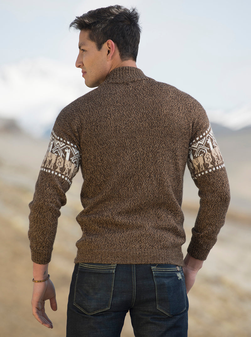 Alpaca Full Zip Turtleneck Sweater for Men