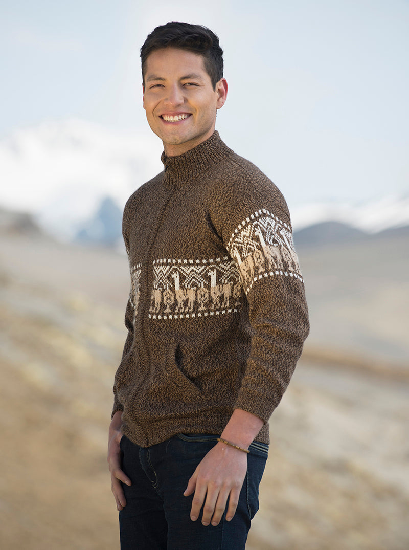 Alpaca Full Zip Turtleneck Sweater for Men