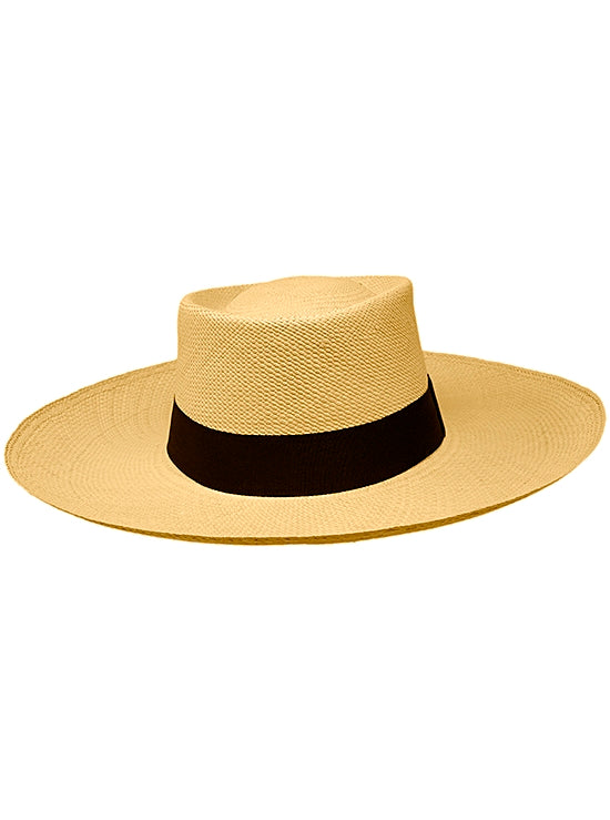 Gamboa Panama Hat. Light Brown Panama Hat Wide Brim Gambler Hat
